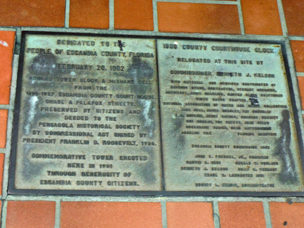 plaque on the old courthouse cupola clock